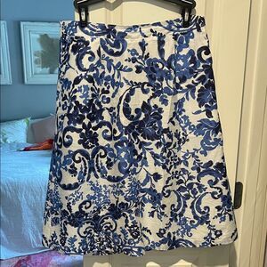 Blue and White Floral Skirt